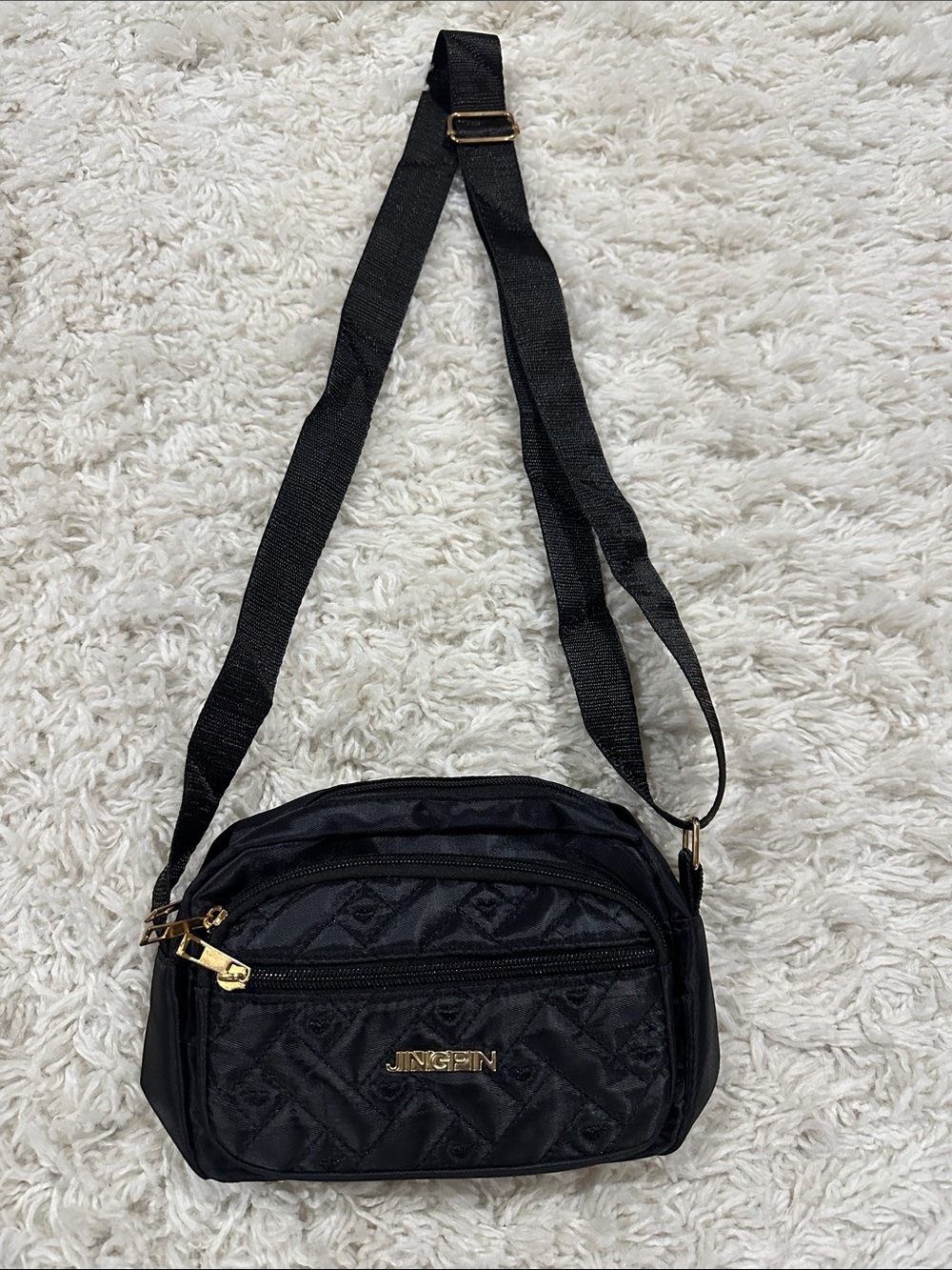 JINGPIN Black Quilted Y2K Crossbody Bag EUC